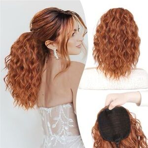 Wavy drawstring Ponytail Extension - Copper Red